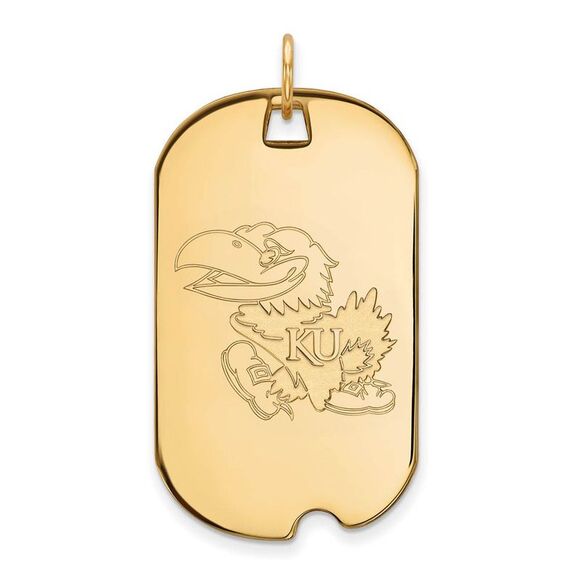 10k Yellow Gold U. of Kansas Large Dog Tag Pendant